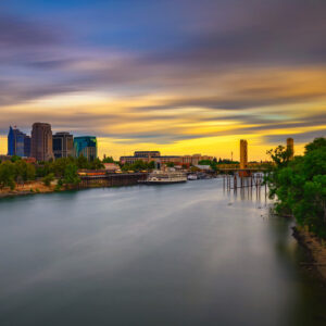 Image of the Sacramento River at sunset showing its strategic location.