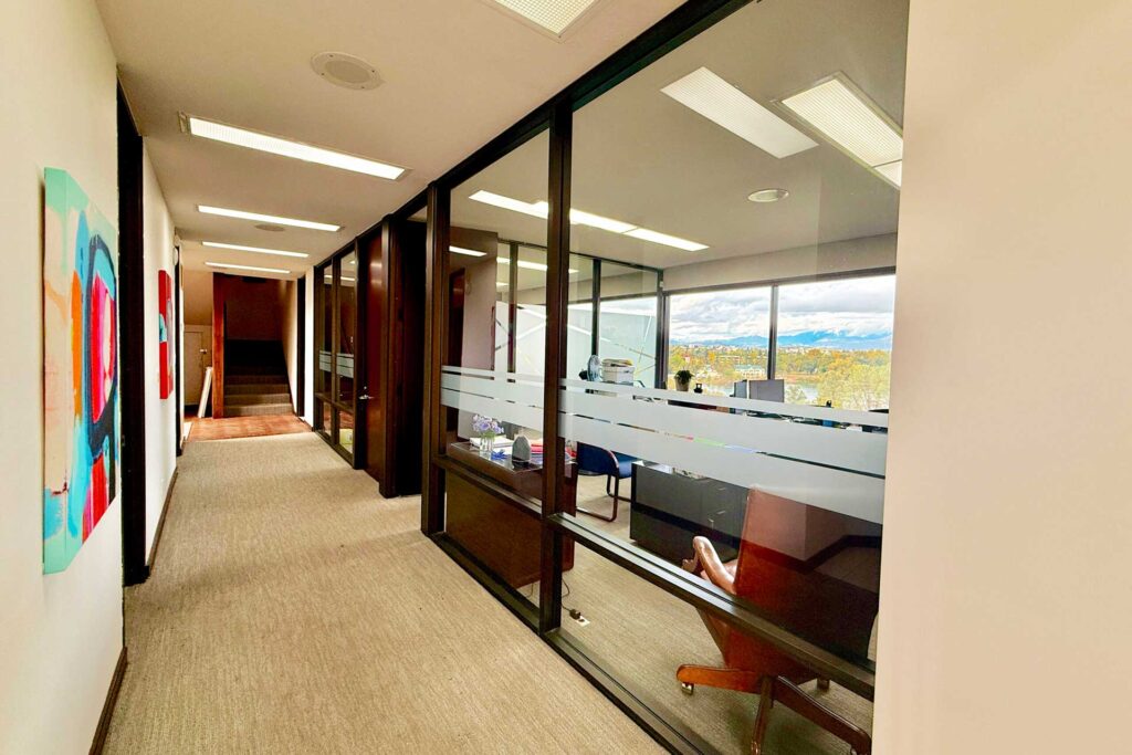 Hallway with private offices in Redding, CA executive office suite