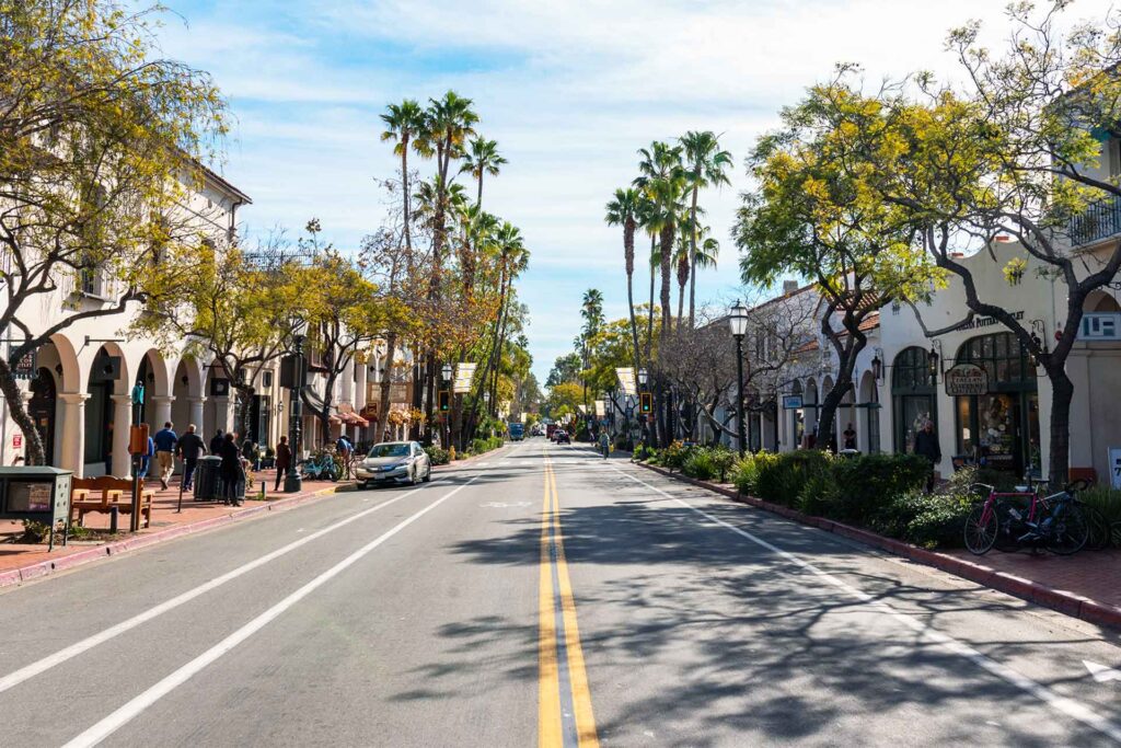 State Street of Santa Barbara, CA reflecting California business growth