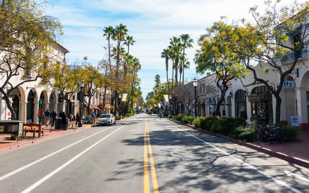 State Street of Santa Barbara, CA reflecting California business growth