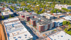 Aerial view of Redding's Market Center downtown revitalization project