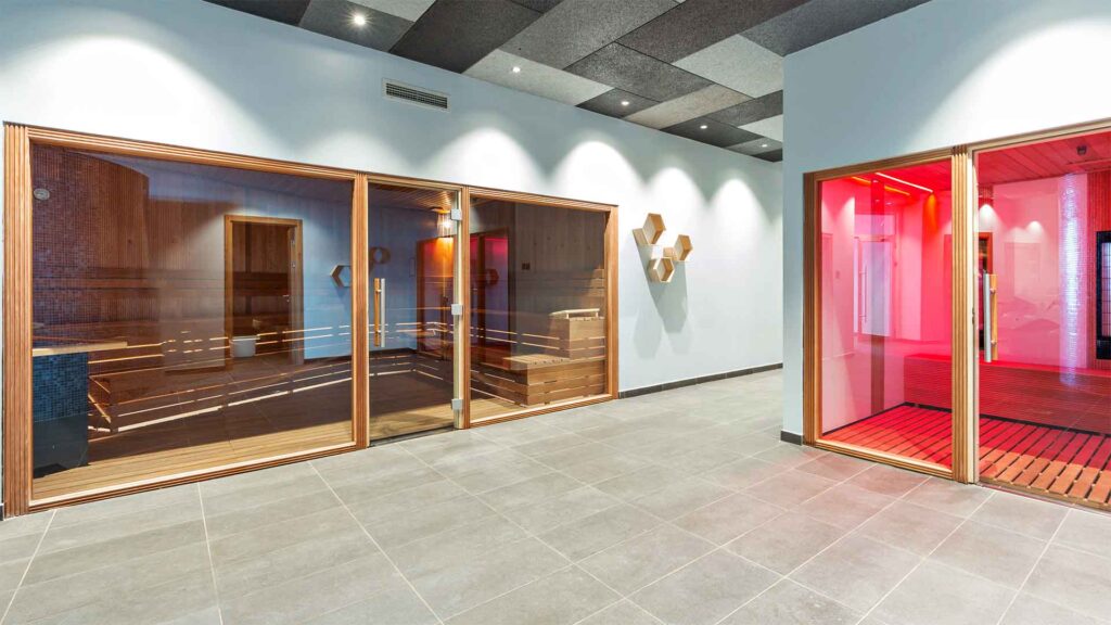 Experiential retail center with infrared sauna